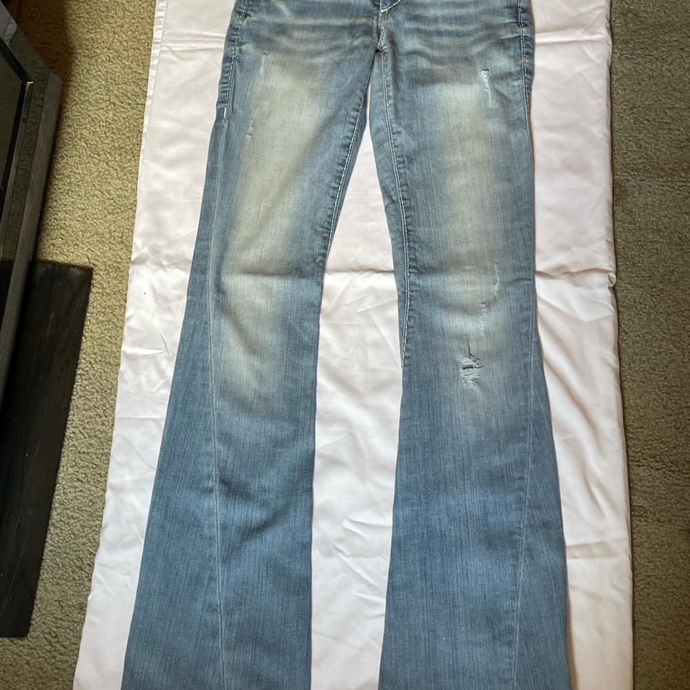 True Religion Blue Flare Wide Leg Jeans